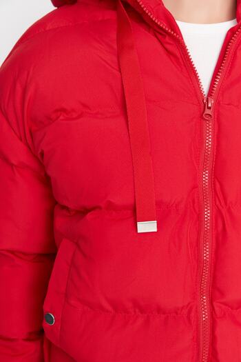 Trendyol Collection Red Hooded Rugular Mould Water Repellent Inflatable Coat Twoaw21Mo0022