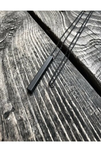Yeşim Aksesuar Men's Black Stick Rectangular Bar Necklace