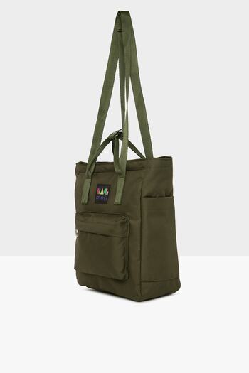Bagmori Women's Khaki Zippered Column Strap Backpack M000005467