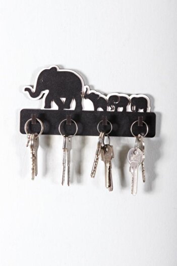 CajuArt Decorative Cute Elephants Wooden Key Hanger Keychain