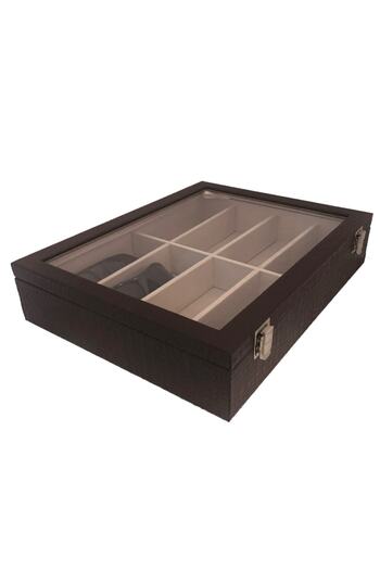 STAND MARKET Glasses Box 8 Pieces Brown Crocodile