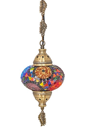 Demmex Osmanlı Otantik Mozaik Tekli Tavan Sarkıt Avize Gece Lambası, Multicolor