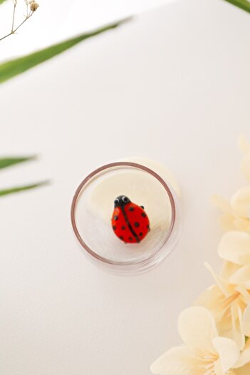 ADAMODART Handmade Murano Glass Design with Ladybug Figure 2-Piece Coffee Side Cup