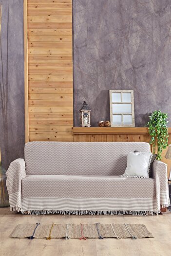 Vagonik Zigzag Desenli 3m Çekyat Kollarını Örten Battal Boy Koltuk Örtüsü 170 X 300