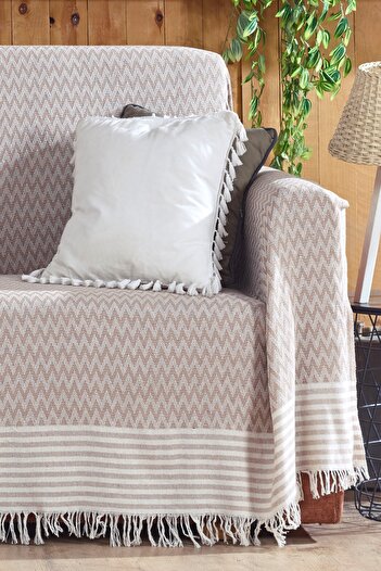 Vagonik Zigzag Desenli 3m Çekyat Kollarını Örten Battal Boy Koltuk Örtüsü 170 X 300