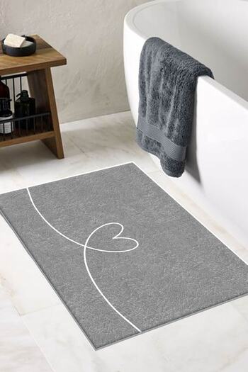 Decomia Home Washable Heart Bathroom Carpet Mat One Piece Gray (60x100) Dc-8047 Dc-8047