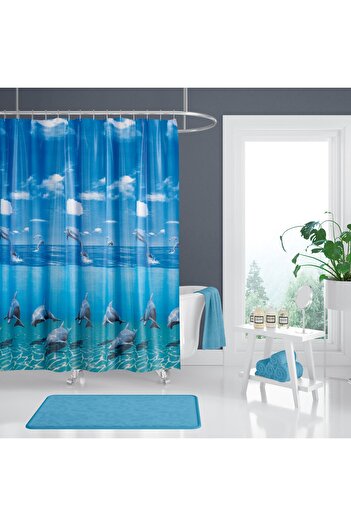 Zethome Banyo Perdesi 1x240x200 Tek Kanat Duş Perdesi Halka Hediyeli Duşakabin Perdesi 8852