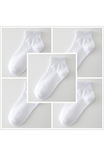 çorapmanya 5 Pairs of White Half-Cover Women's Socks