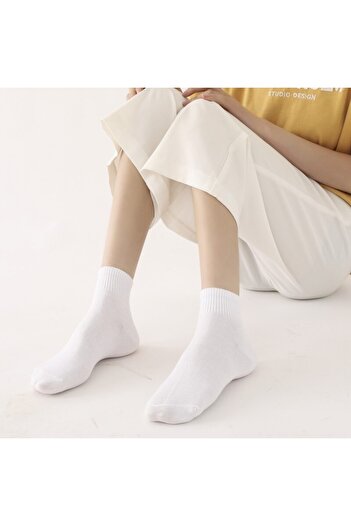 çorapmanya 5 Pairs of White Half-Cover Women's Socks
