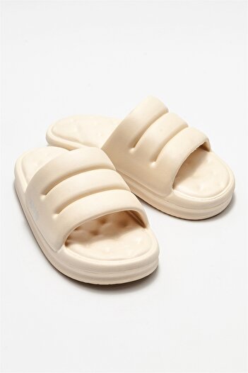Elle Shoes Μπεζ γυναικείες φλατ παντόφλες