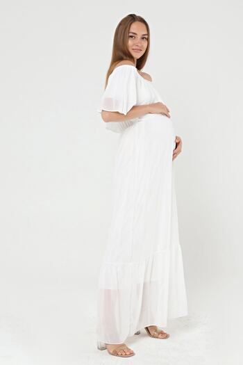 ADASTYLE Shooting, Long, Hemile, Evening Chiffon Dress