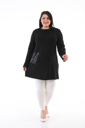 Şahbaz Plus Size Tunic with Laptop Pocket Detail