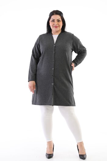 Şahbaz Large Size Steel Fabric Cardigan