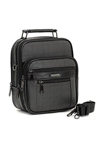 By Hakan Plaid O 3009 (17cmx21cm) Steel Case Men's Hand and Shoulder Bag with Phone Compartment Black