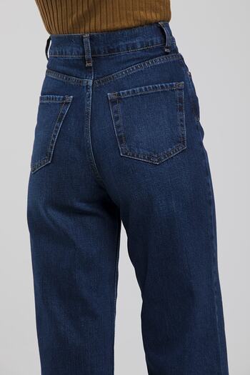 Trn JNS Pantaloni Palazzo Neva Blue Dark Blue Lycra anii 90 cu talie super înaltă. (super ridicat)