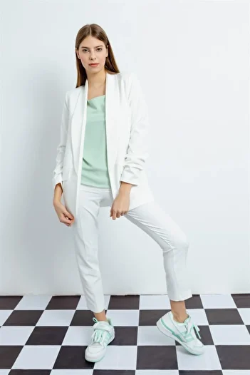 Lafaba White Women's Blazer Jacket