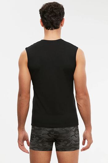 Kom Black Francesco V-Neck Cotton Men's Tank Top