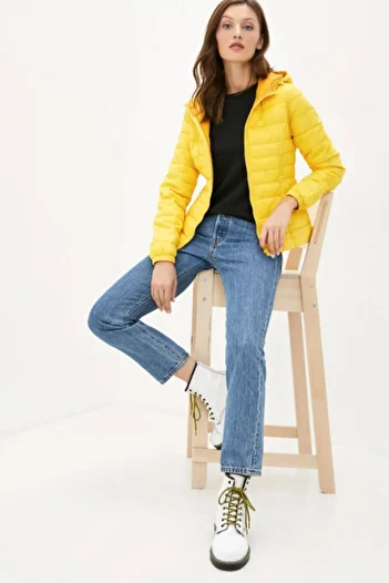 ONLY Women's Yellow Hooded Slim Puffer Jacket15205758 ONLNEWTAHOE