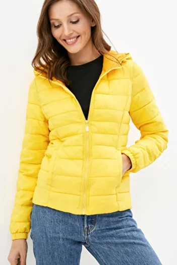 ONLY Women's Yellow Hooded Slim Puffer Jacket15205758 ONLNEWTAHOE