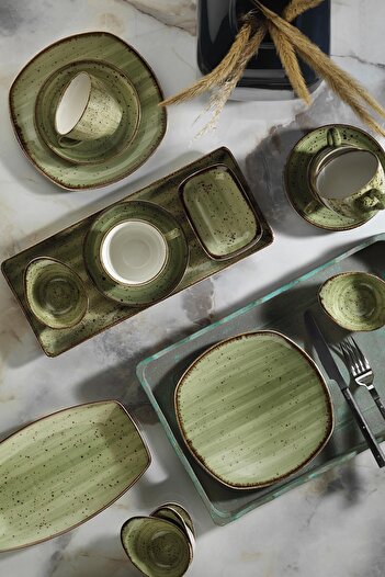 Kütahya Porselen Green Corendon 30 Piece Breakfast Set