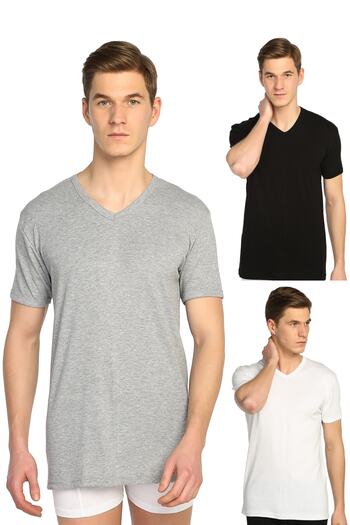 Tutku Men's Mixed Color 6 Pack Ribbed V-Neck Undershirt ELF568T0107CCM6