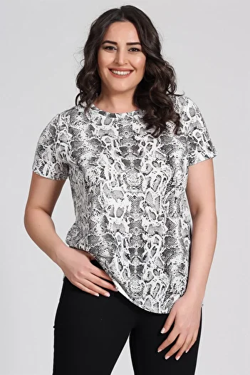 Seamoda Python Pattern Basic Tshirt-ecru-bb