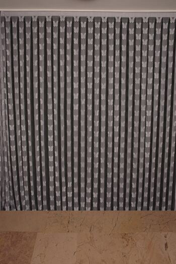 AKÇA TEKSTİL Butterfly Model Gray Color Rope Curtain Ready-made Buttons Sewn Rope Curtain 300*270 cm