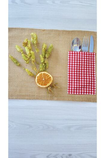 White Alamode Gingham Series Red White Checkered Jut Placemat