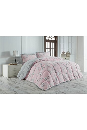 AKAYDINLAR Merino Comforter Set Double Quilt 3 Piece September Gray