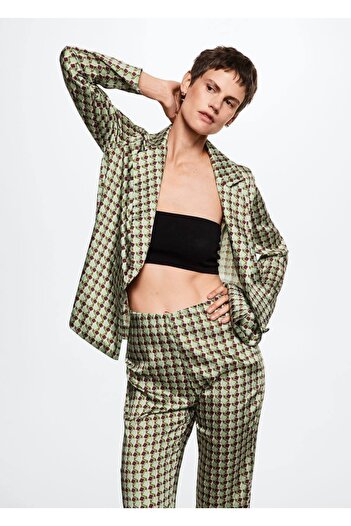 MANGO Woman Desenli Saten Pantolon