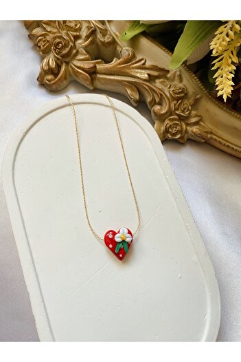 SWORDS CONCEPT Red Murano Flower Heart Necklace with Chain