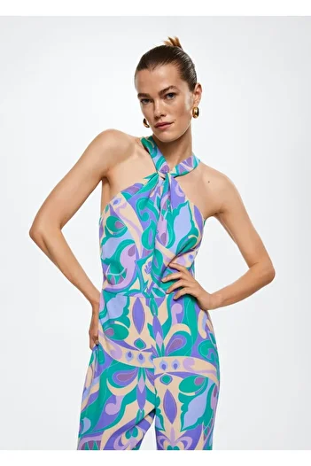 MANGO Woman Patterned Fluid Jumpsuit