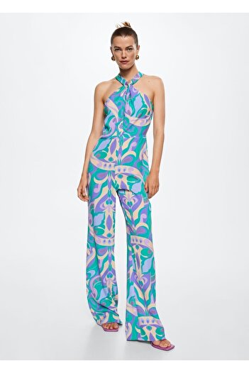 MANGO Woman Patterned Fluid Jumpsuit