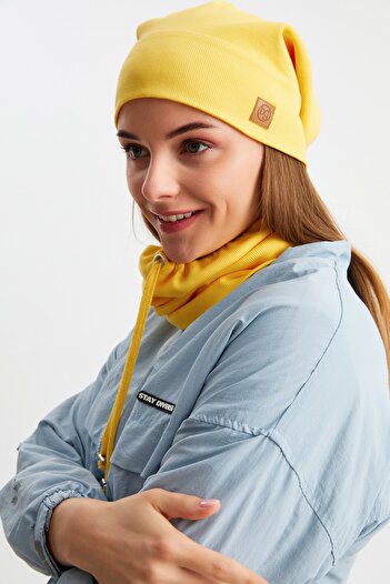 Butikgiz 3 in One Fisherman Style Beret + String Beret + Neck Collar Lightweight, 100% Cotton Winter Set
