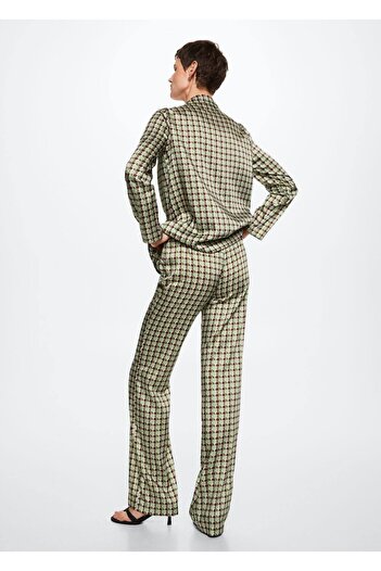MANGO Woman Patterned Satin Trousers