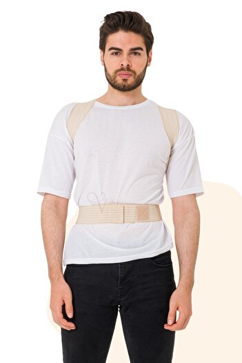 Viselia Upright Posture Corset Double Underwire Cream Fishing Line String Anti-Humpback Waist Back Corset