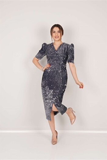 giyimmasalı Φόρεμα Velvet Sequin Jacket - Γκρι