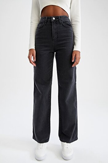 Trn JNS 90's Smoked Lycra Super High Waist Loose Jean Trousers