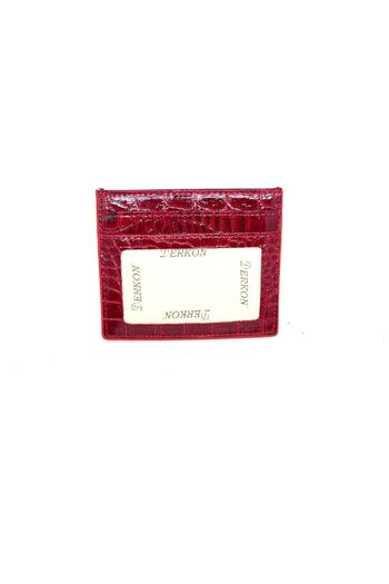 DERKON Genuine Leather Thin Claret Red Card Holder Model