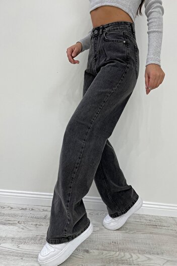 Trn JNS 90's Smoked Lycra Super High Waist Loose Jean Trousers
