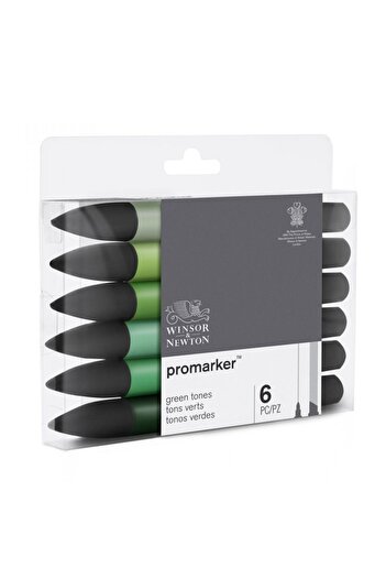 Winsor Newton 6 Colors Green Promarker Tone Set