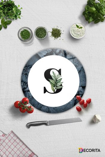 Decorita Glass Cutting Board - Glass Cutting Board |   Letter Design |   S |   Diameter32Cm