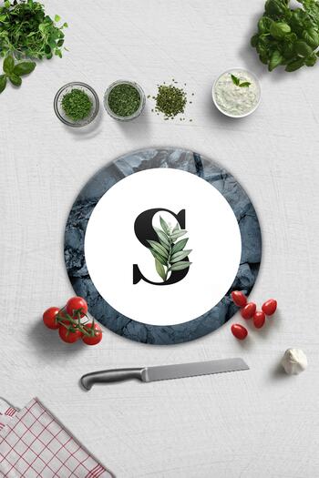 Decorita Glass Cutting Board - Glass Cutting Board |   Letter Design |   S |   Diameter32Cm