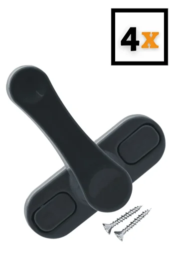 Viselia Anthracite Window Safety Lock 4 Pieces Children's Burglar Lock Pull-Out Metal Lock
