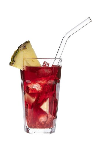HERFİE 6x Pieces Transparent Glass Straw Inclined Glass Straw (6 Pieces)