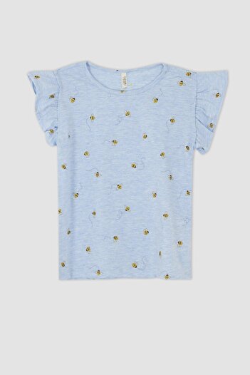 DeFacto Kız Çocuk Desenli Kısa Kollu Şort Pijama Takım