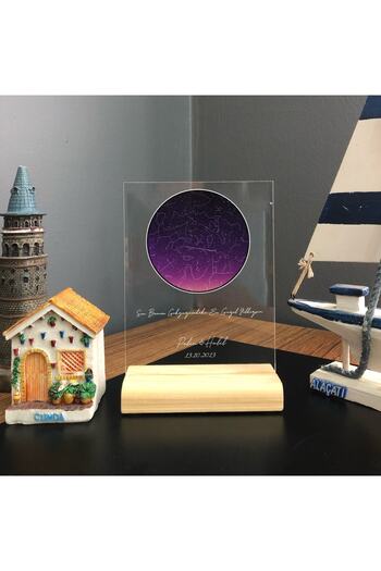 Tugicase Kişiye Özel Gökyüzü Yıldız Haritası Sevgiliye Hediye Arkadaşa Hediye Mavi