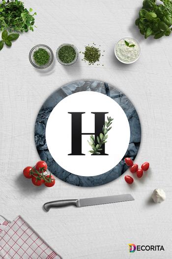 Decorita Glass Cutting Board - Glass Cutting Board |   Letter Design |   H |   Diameter32Cm