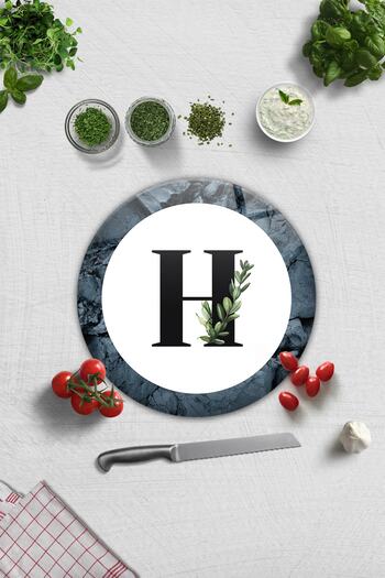 Decorita Glass Cutting Board - Glass Cutting Board |   Letter Design |   H |   Diameter32Cm