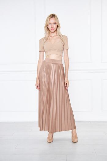 comstar Long Pleated Skirt, Long Pleated Skirt, Crepe Skirt